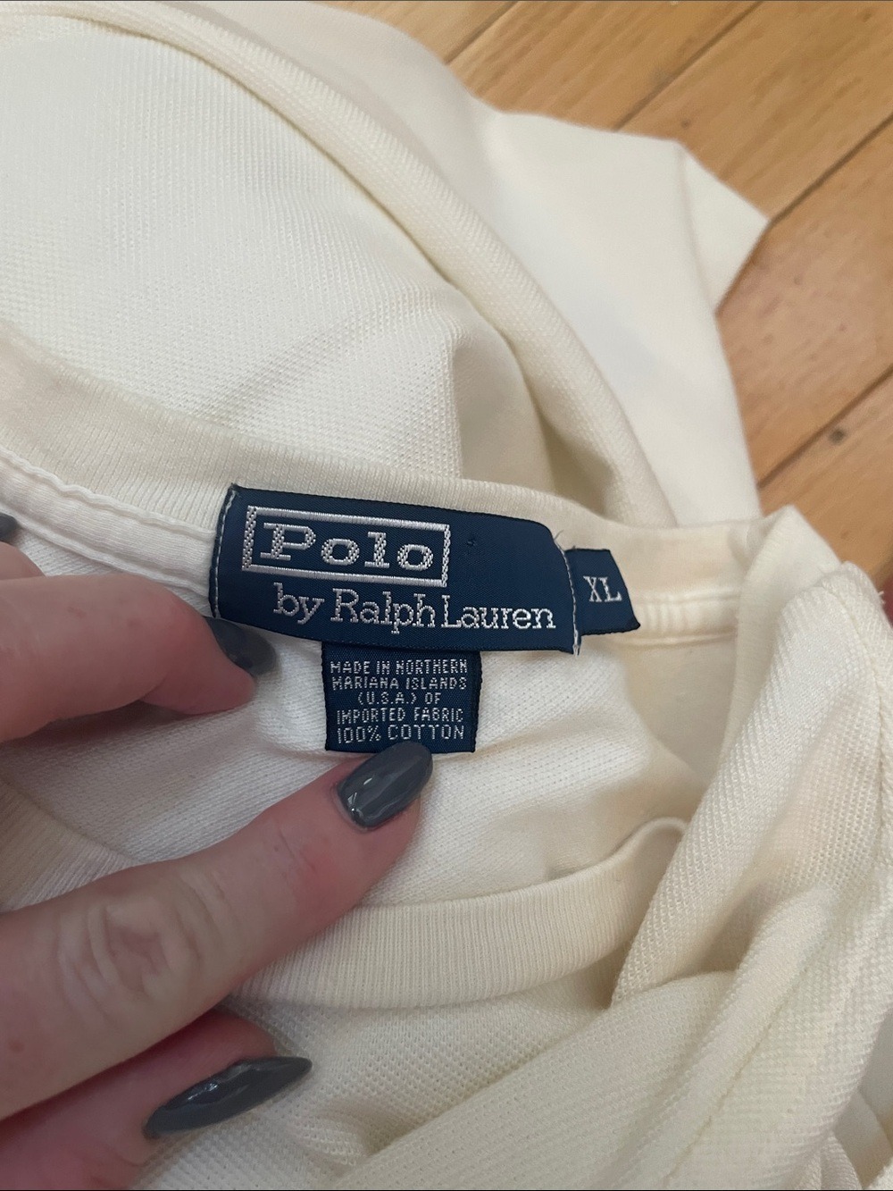 Polo by Ralph Lauren Cream Crewneck T-Shirt with Navy Pony - Picture 5 of 5